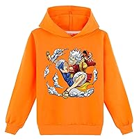 Kid Boy Graphic Pullover Hoodie Lightweight Fall Hooded Sweatshirt Anime Long Sleeve Tops