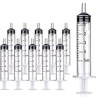 10 Pack 5cc Syringes, 5ml Plastic Syringe Individually Sealed Without Needle for Liquid, Dog Cat Syringe, Glue Applicator, Colostrum Collection (5ML)