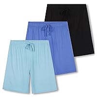 Real Essentials 3 Pack:Mens Cotton Ultra-Soft Knit Sleep Pajama Shorts & Lounge Wear (Available In Big & Tall)