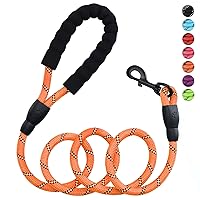 5ft 1/2in Strong Orange Dog Leash for Large Dogs & Medium Size Dogs - Highly Reflective Heavy Duty Dog Rope Leash with Soft Padded Anti-Slip Handle- for 18-120 lbs Dogs