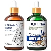 HIQILI Cinnamon Essential Oil and Sweet Almond Oil, 100% Pure Natural for Diffuser - 3.38 Fl Oz