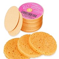 50-Count Compressed, GAINWELL Cellulose, 100% Natural Cosmetic Spa sponges for Facial Cleansing, Exfoliating Mask, Makeup Removal