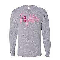 Fighter Breast Cancer Survivor Breast Cancer Awareness Graphic Mens Long Sleeves