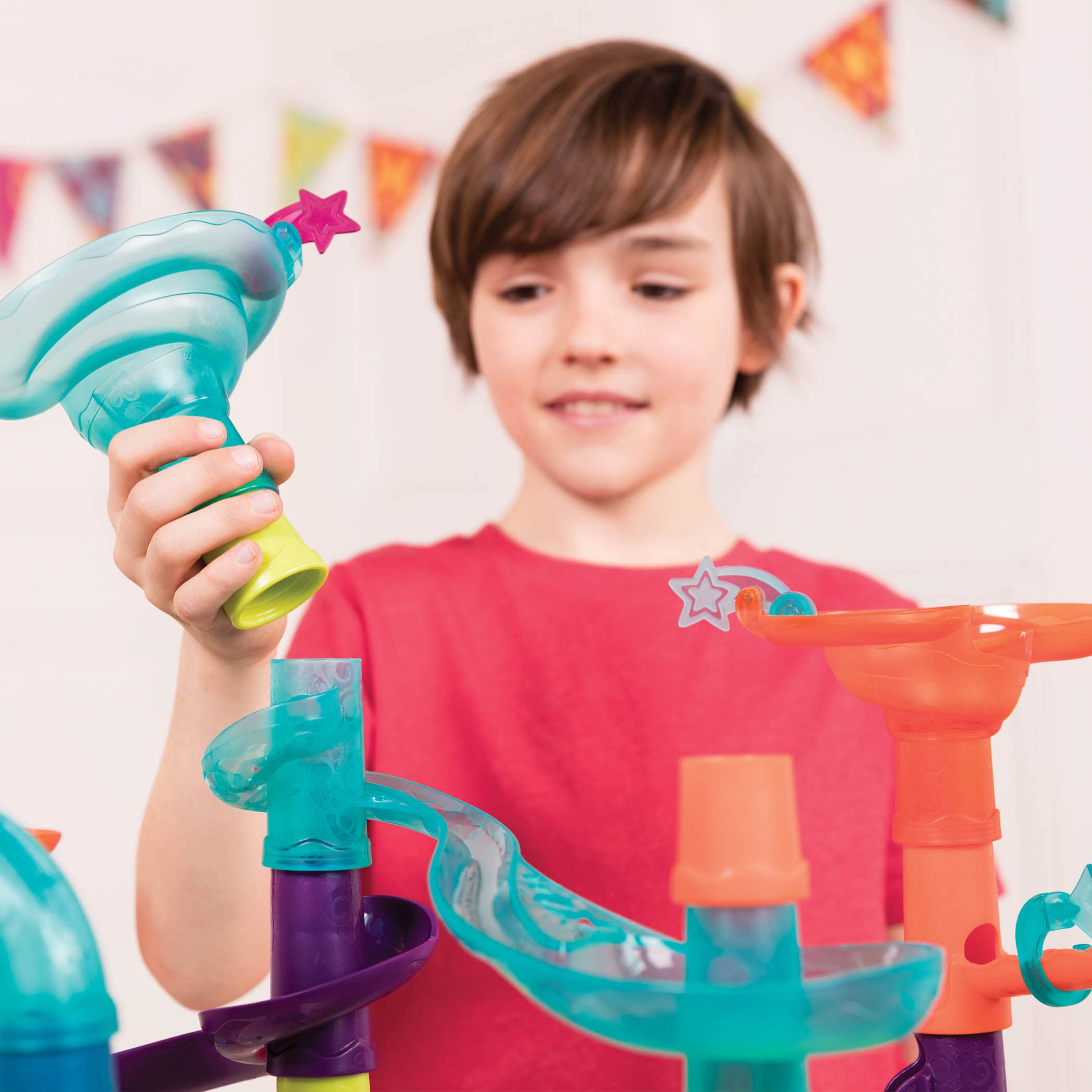 B. toys- Marble-Palooza- Marble Run Set- Developmental STEM Playset- 38-Piece Educational Building Toy- Marble Maze for Kids – 3 Years +