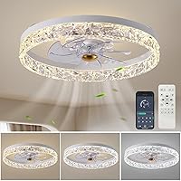 2024 Upgraded Caxsrfyk Ceiling Fan 3098 White Ceiling Fans with Lights App & Remote Control, 6 Wind Speeds Modern Ceiling Fan, Timing & 3 Led Color Led Ceiling Fan for Bedroom, Living Room, Small Room