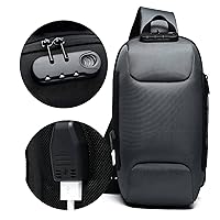 OZUKO Men Sling Backpack Nylon Water Resistant Shoulder Chest Crossbody Sling Bag with USB Charging Port