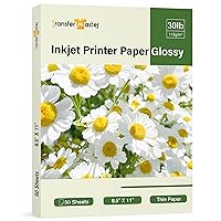 Glossy Thin Inkjet Photo Paper 8.5x11 Inch 30lb for DIY Chip Bags Flyers Photos Pictures 115gsm 50 Sheets for Inkjet Printers Dye Ink Letter size Single-Side Printing by Transfer Master