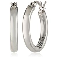 Amazon Collection Classic Polished Tube Hoop Earrings in Sterling Silver