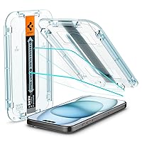 Spigen Tempered Glass Screen Protector [GlasTR EZ FIT] designed for iPhone 15 [2 Pack]