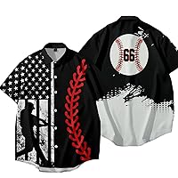 Men's American Flag Baseball Shirts Short Sleeve Button Down Beach Shirts USA Flag Aloha Beach Shirts 2024 Hawaiian Shirts
