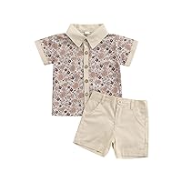 CIYCUIT Toddler Baby Boys Summer Print Shirt Outfits Clothes Short Sleeve Button Down Tops + Shorts Set