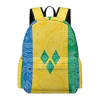 Saint Vincent and The Grenadines Paisley Flag Backpack Printed Laptop Backpack Shoulder Bag Business Bags Daily Backpack for Women Men