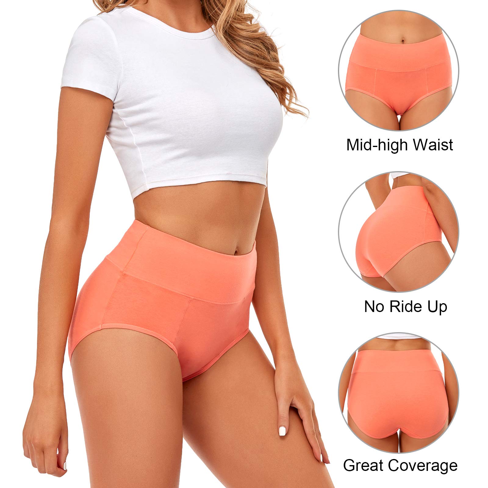 Asimoon ASIMOON Womens Underwear, No Muffin Top Full coverage cotton Underwear  Briefs Soft Stretch Breathable Ladies Panties for Women