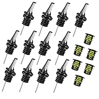 Liquor Bottle Pourers 12 pack black with 6 bungs