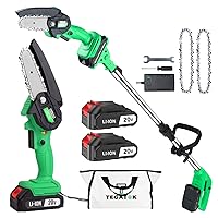 Cordless Pole Saw & Mini Chainsaw, 2-in-1 Electric Pole Saw with 2 Batteries and 2 Chains, Pole Saw Battery Powered with 5.5ft Extension Rod, Multifunctional Pole Saws for Tree Trimming