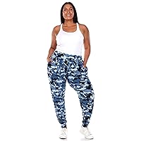Women's Plus Size Camouflage Jogger Style Harem Lounge Pants with Pockets