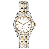 Women's Eco-Drive Dress Classic Crystal Watch in Two-tone Stainless Steel, Silver Dial (Model: EW1908-59A)