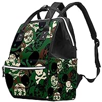 Camouflage Star Skull and Bones Diaper Bag Backpack Baby Nappy Changing Bags Multi Function Large Capacity Travel Bag
