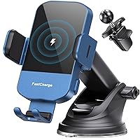 CHGeek Wireless Car Charger, 15W Fast Charging Auto Clamping Car Charger Phone Mount Phone Holder fit for iPhone 15 14 13 12 11 Pro Max Xs, Samsung Galaxy S24 Ultra S23 S22 S21, S20, S10+, Blue