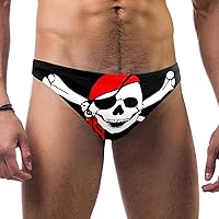 Men's Pirate Skull Swimsuit Brief Bikini Swimwear Sexy Swimsuit Swimming Short Quick Dry Multicoloured