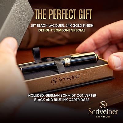 Mua Scriveiner 最高級 プレミアム 万年筆 (黒) 魅力的な美しさ 24K金