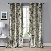 Kensie - Beverly Faux Silk Snake Skin Grommet Top Window Curtains for Living Room & Bedroom - Assorted Colors - Set of 2 Panels (38 X 96 Inch - Taupe)
