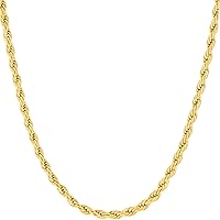 LIFETIME JEWELRY 24k Real Gold Plated 3mm Gold Rope Chain for Men & Women Diamond Cut Gold Chain Necklace Women & Necklace for Men 14 to 36 Inch