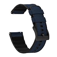 BARTON WATCH BANDS with Integrated quick release spring bars - Hybrid Silicone - Cordura Fabric, Water-Resistant Leather and Silicone Hybrid Watch Bands - Choice of Color & Width (18mm, 20mm, 22mm)