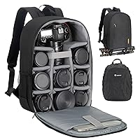 TARION Camera Bag DSLR Camera Backpack with Waterproof Raincover Laptop Compartment Photography Backpack Case Photo Bag for Women Men Photographers DSLR SLR Mirrorless Camera Lens Tripod Black TB-M