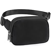 ZORFIN Belt Bag for Women Men Fashionable Crossbody Fanny Packs for Women with Adjustable Strap for Hiking Running Travel (Black, Double Zip)