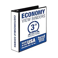Samsill Economy 3 Inch 3 Ring Binder, Made in The USA, Round Ring Binder, Customizable Clear View Cover, Black, (18580)