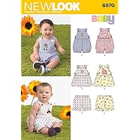New Look Sewing Pattern 6970 Babies' Romper, Dress and Panties, Size A (NB-S-M-L)