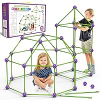 Fort Building Kit for Kids,STEM Construction Toys, Educational Gift for 3 4 5 6 7 8 9 10 11 12 Years Old Boys and Girls,Ultimate Creative Set for Indoor & Outdoors Activity,140 Pcs,Purple