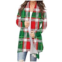 Womens Christmas Cardigan 2023 Trendy Lightweight Cute Christmas Graphic Long Sleeve Open Front Cardigan Tops