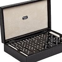 Bello Games Collezioni - Giuliano Luxury Double Six Jumbo Dominoes Set with Swarovski Crystals in a Genuine Crocodile Case from Italy