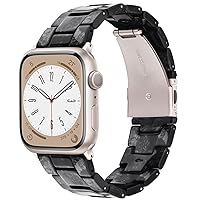 V-MORO Lightweight Apple Watch Bands, Fashion Slim Resin Apple Watch Series 9/8/7 Band Starlight Stainless Steel Buckle Apple Watch Strap Compatible iwatch Series SE/6/5/4/3/2/1 Women Men(Marble