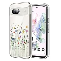 Flower Case Compatible for Google Pixel 8A 6.1” Clear with Cute Wild Flowers Pretty Design for Women Girls,Soft TPU Shockproof Slim Protective Case Cover for Google Pixel 8a (2024)