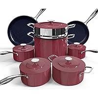 Nuwave Lux 13pc Forged Lightweight Cookware Set PFAS Free, Healthy G10 Duralon Ceramic Coating, Ultra Non-Stick, Stay-Cool Handles, Works on All Cooktops & Induction Ready