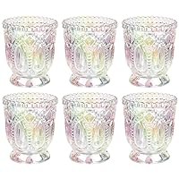 Koyal Wholesale Vintage Glass Candle Holder (Pack of 6), 3 x 2.75 (Iridescent)