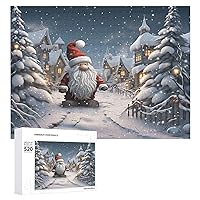 Wooden Puzzle Christmas Snow Jigsaw Puzzle 500 Pieces Personalized Picture Puzzle Family Decoration Puzzle for Adult Family Wedding Graduation Gift