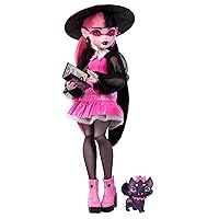 Draculaura Doll with Pet Bat-Cat Count Fabulous & Accessories Like Backpack, Spell Book, Bento Box & More