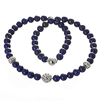 Bella Carina Necklace with high-quality lapis lazuli and 3 silver beads, magnetic clasp made of 925 silver