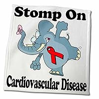3dRose Elephant Stomp On Cardiovascular Disease Awareness Ribbon Cause... - Towels (twl-114500-3)