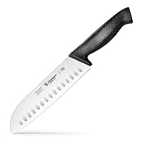 Chef 7-Inch Santoku Knife Ultra Sharp Kitchen Knife Professional Japanese Chefs Knife NSF Certified CP5-8 Black