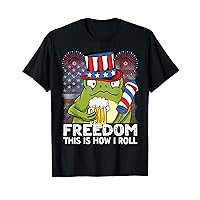 Freedom Is How I Roll USA Funny 4th of July Frog Beer T-Shirt