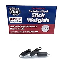 Dave's Tangle Free Stainless Steel Stick Weights 3 Pack -1/2