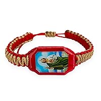 Saint St Jude Red Adjustable Reversible Gold Plated Charm Bracelet Men Women Religious Gift