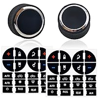 2 Packs Rear Radio Volume Control Knob with AC Dash Button Sticker Repair Kit (2 Packs) for GM 22912547 and Compatible with 07-14 Chevrolet Chevy GMC Buick Cadillac
