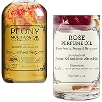 Provence Beauty Peony Multi-Use Oil for Face, Body and Hair - Organic Blend of Apricot, Vitamin E and Sweet Almond Oil - Rose Roll-On Perfume Body Oil - Refreshing Lightly Scented Floral Rose Petals