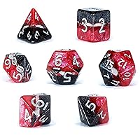 Mighty Tiny Dice: Lava Rocks - 7 pc - RPG Dice Set, Black-Clear-Red, 3-Layer Supernova Style,12mm Resin Dice